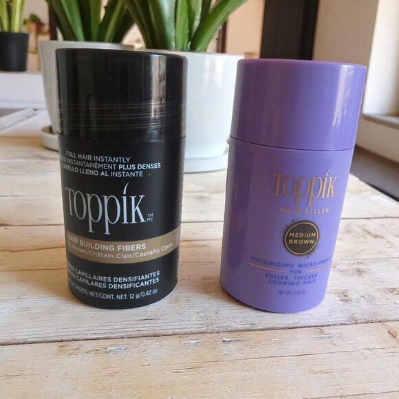 TOPPIK Set of 2 - Hair Building Fibers (Lt. Brown) & Hair Filler (Med. Brown) - Picture 1 of 5